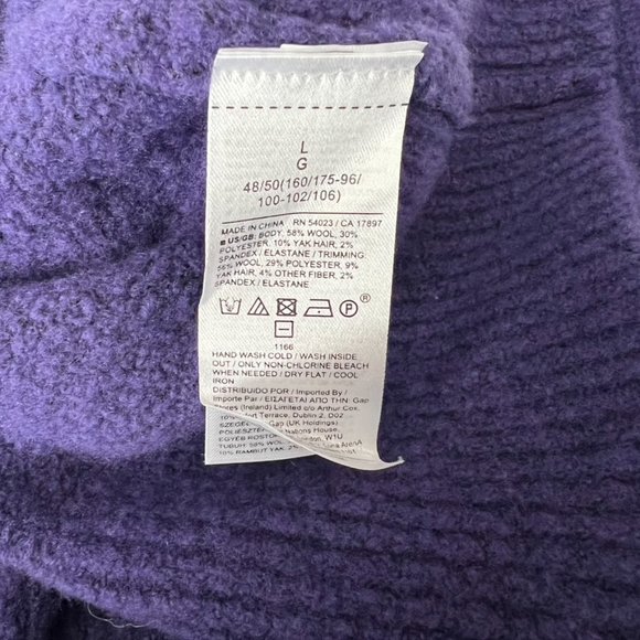 Banana Republic Wool Yak Blend Sweater Purple Polo Johnny Collar Large - Picture 8 of 8